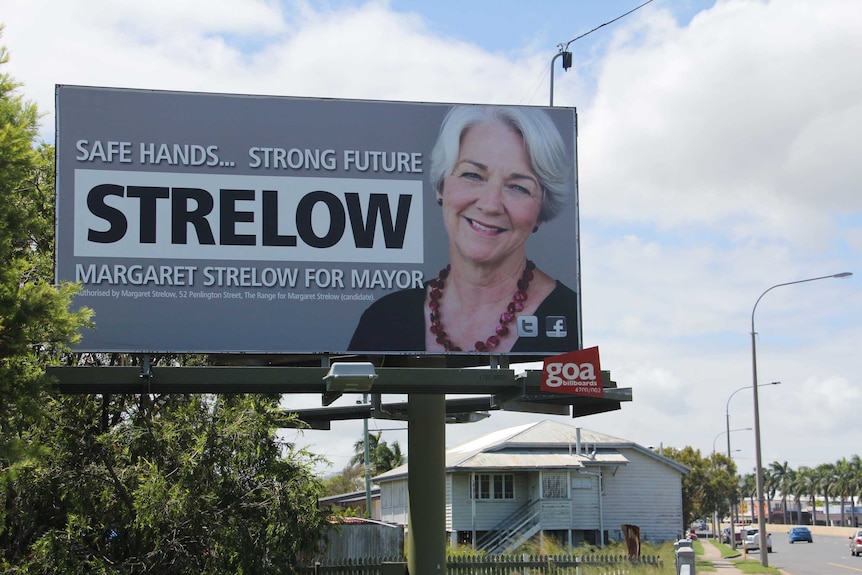 Election billboard for Rockhampton Mayor Margaret Strelow.