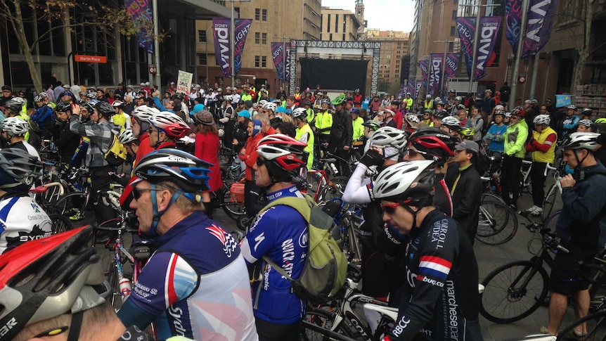 Cyclist protest in Sydney's Martin Place