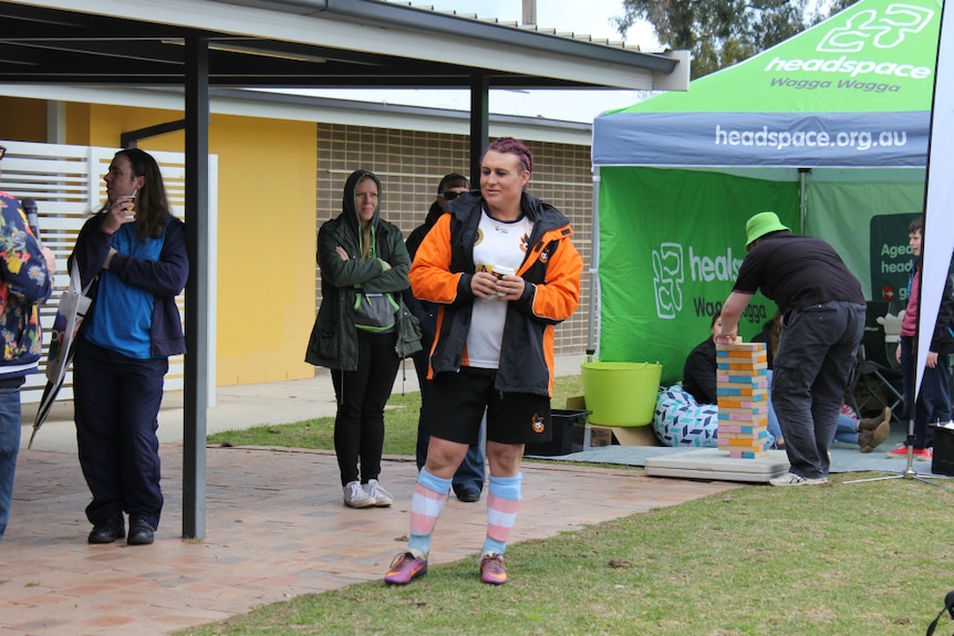 Holly Conroy celebrating at the end of the transgender inclusion in sport round.