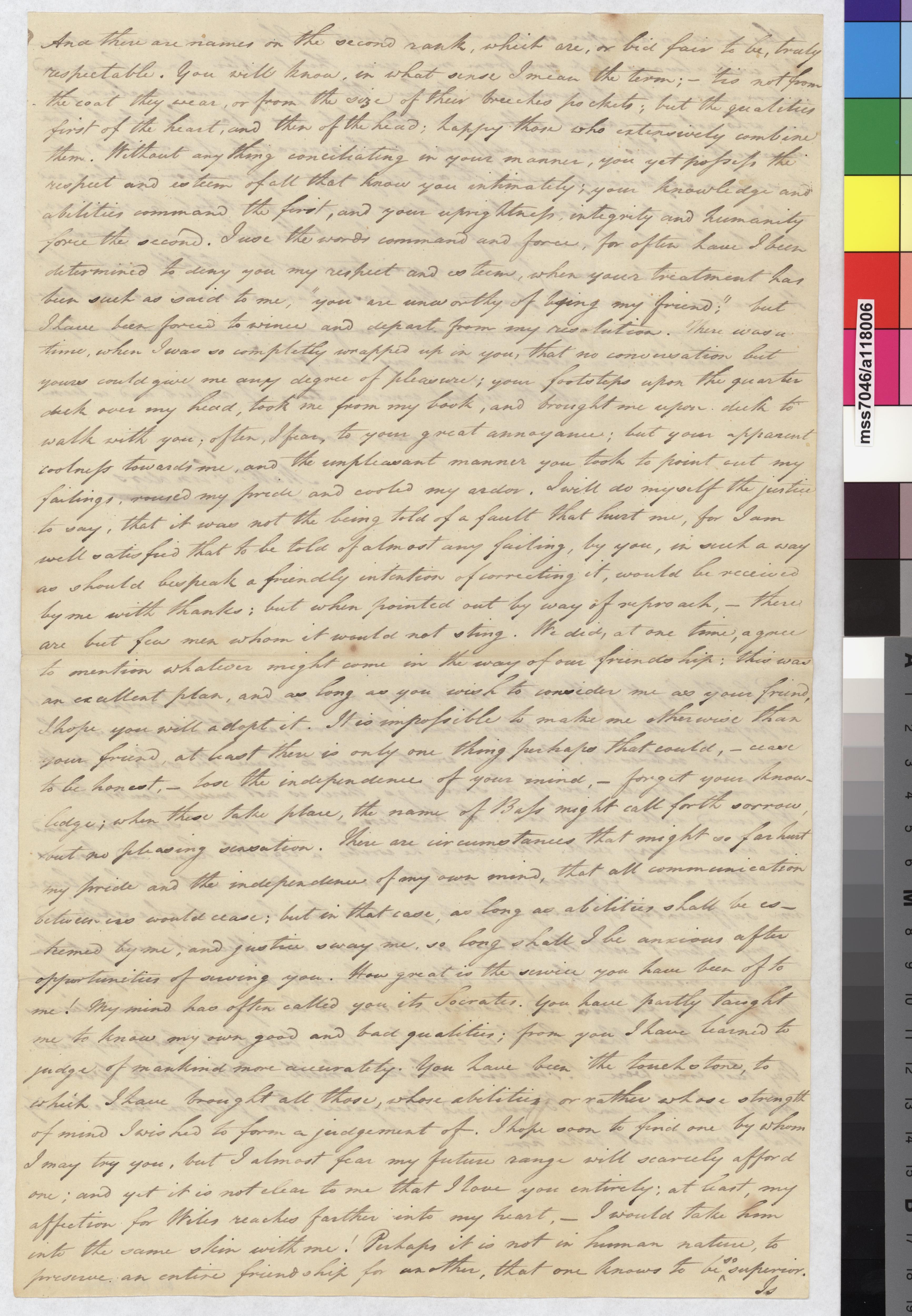 A letter from 1800, cursive ink writing and faded paper