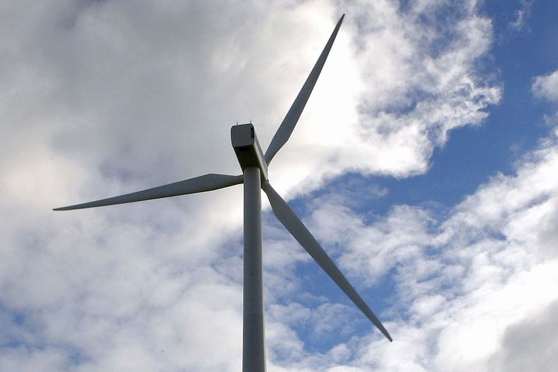 A wind farm turbine.