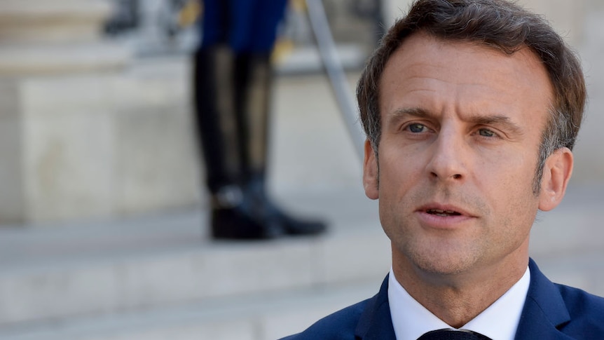 France' President Macron listening at the presidential Elysee Palace on 19th May 2022