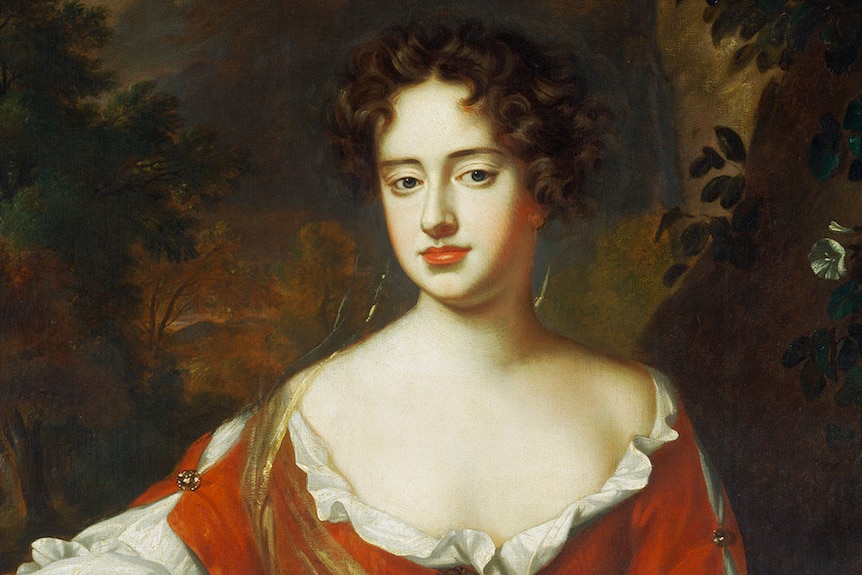 A portrait of a young Queen Anne.
