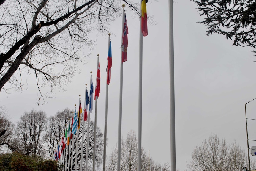 The Avenue of Flags in the southern NSW town of Cooma