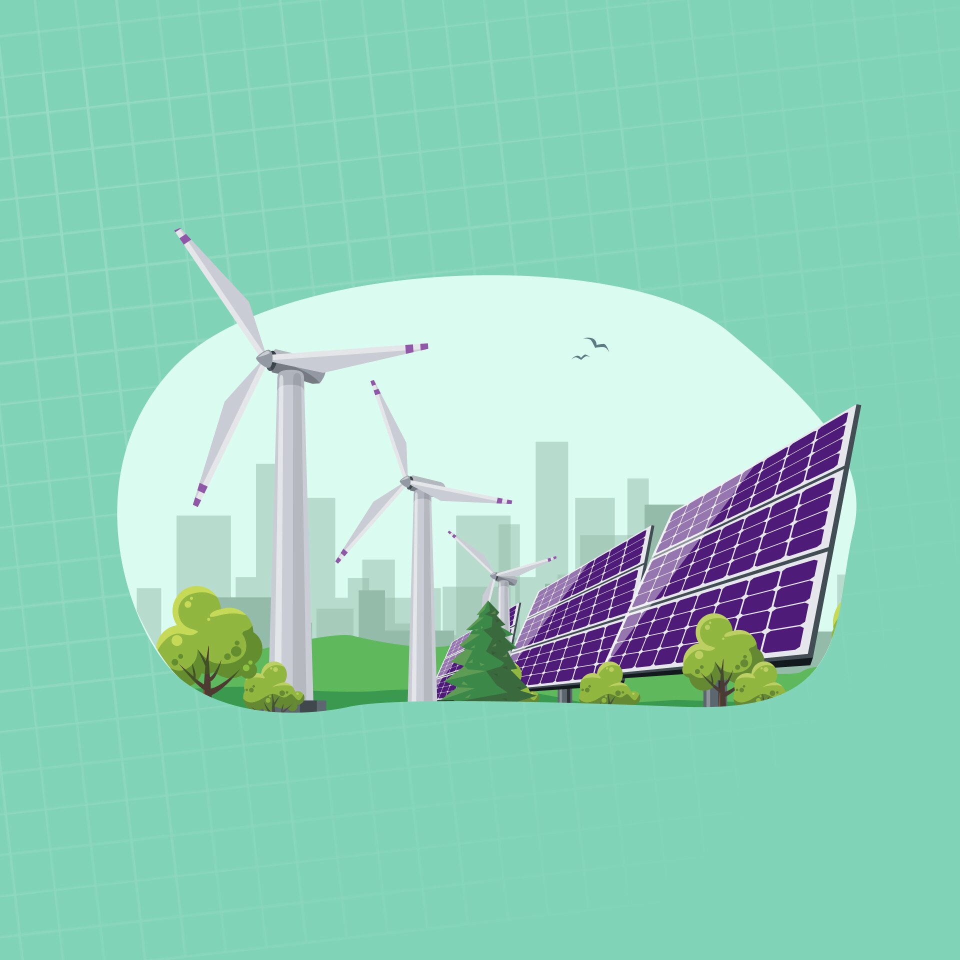 Renewable energy: wind and solar.