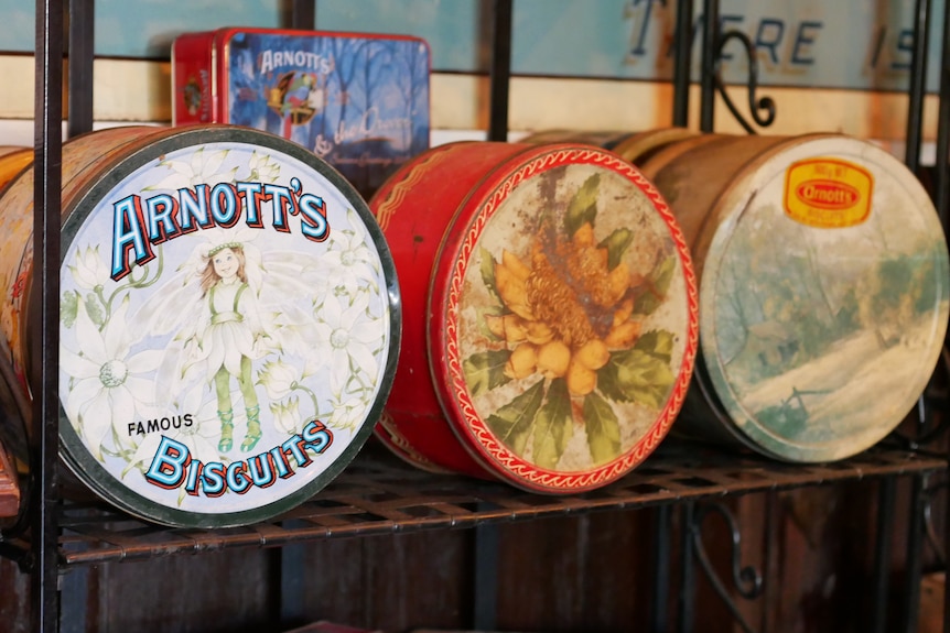 Old Arnott's biscuit tins.