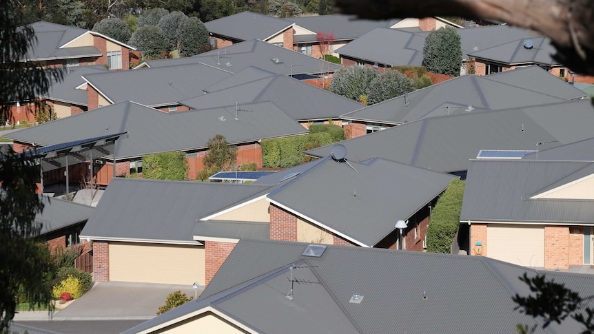 Grey roofs in a Tasmanian suburb