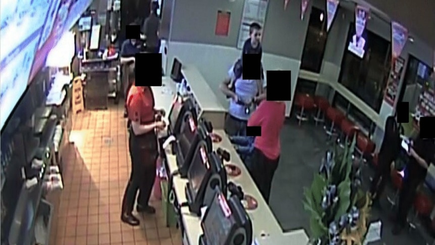 William Tyrrell was seen sitting on his foster father's shoulders at Heatherbrae McDonald's.