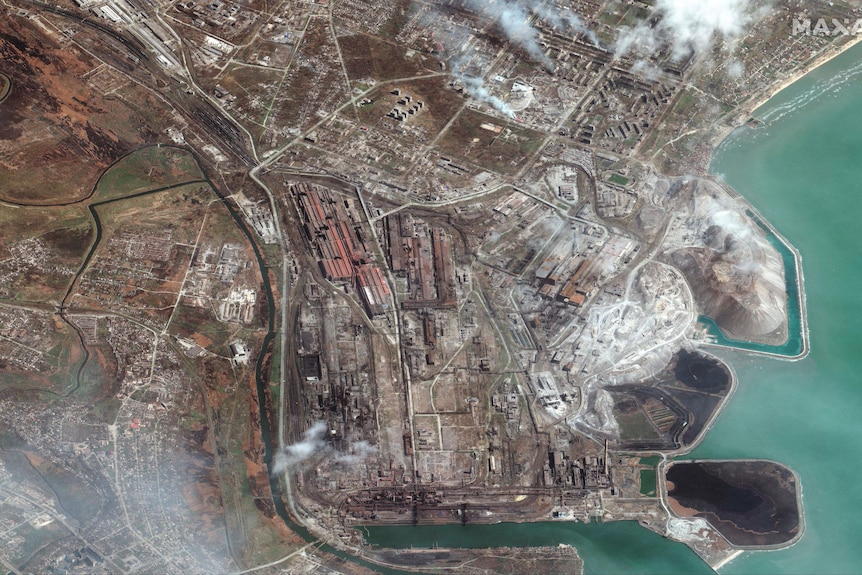 马里乌波尔的卫星图像。