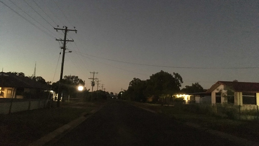 A dark street in Mornington Island without street lights