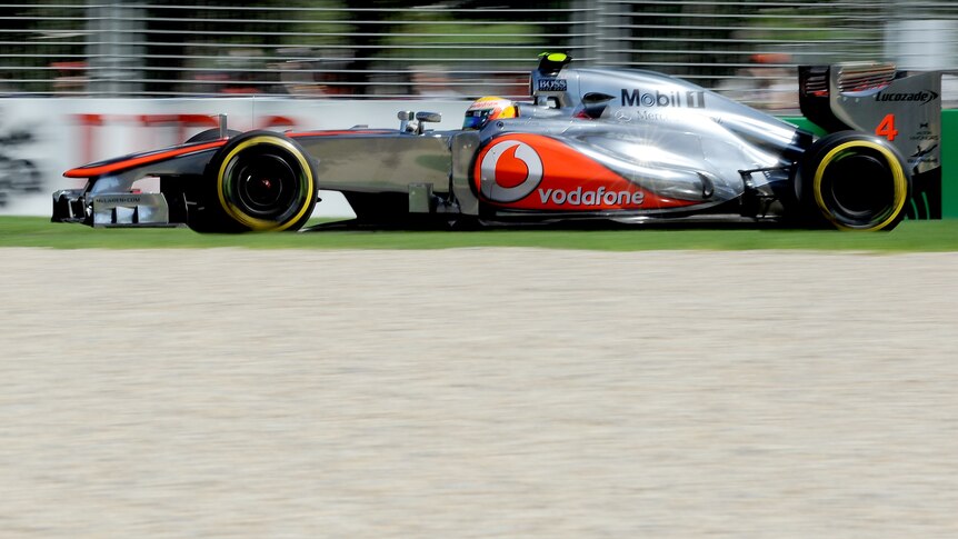 Leading the way ... Lewis Hamilton's McLaren will start from pole position.
