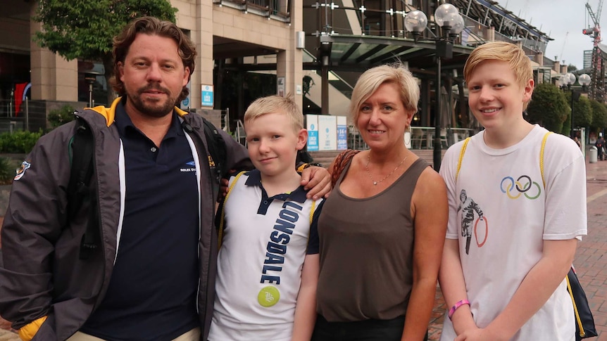 Craig McGrath with his wife and sons in Sydney for the Invictus Games