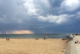 A storm rolls into Elwood Beach after a hot Melbourne day.