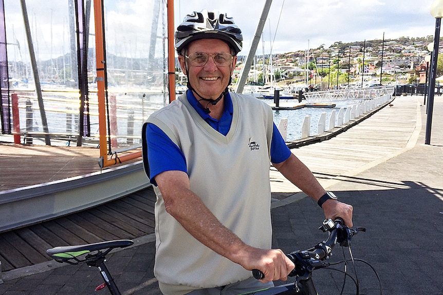 Clarence Mayor Doug Chipman on his bike.