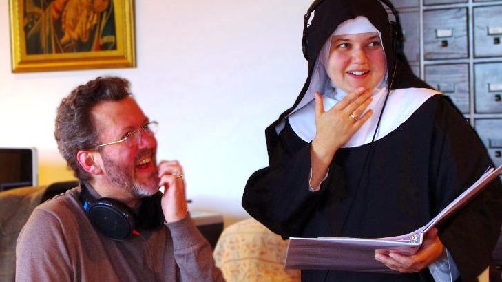 Benedictines of Mary recording session, with Mother Cecilia