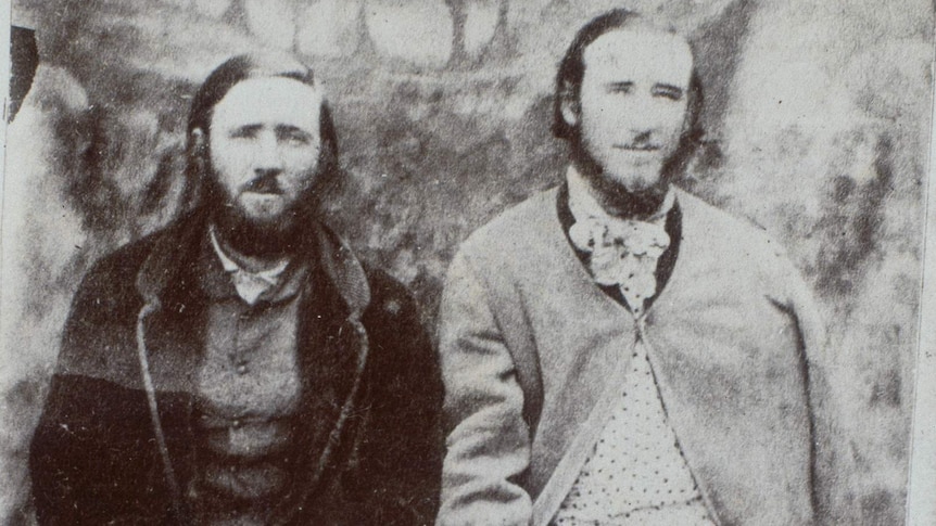 Thomas and John Clarke after their capture a year after murdering Constable Miles O'Grady in Nerrigundah.