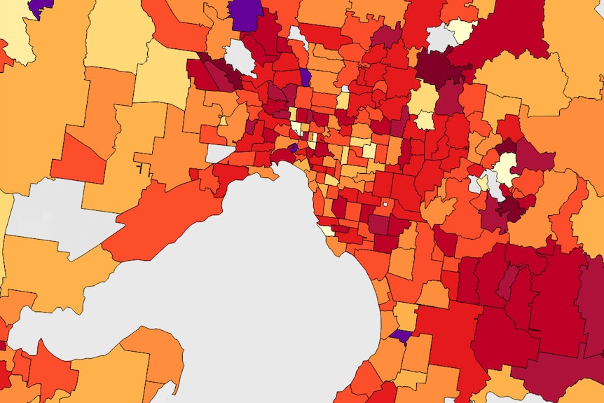 Mortgage stress map of Melbourne