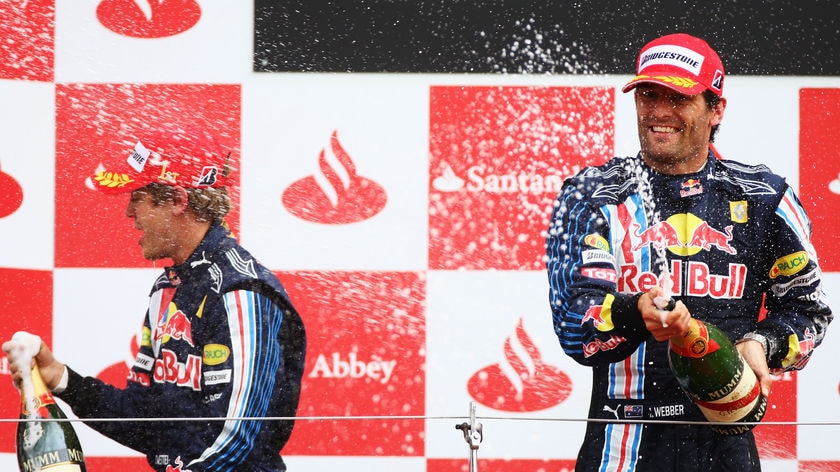 Vettel, Webber celebrate one-two finish for Red Bull