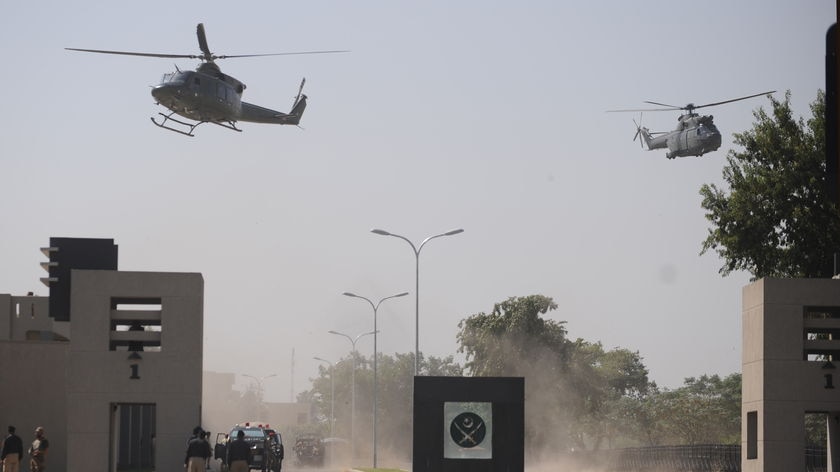 Choppers monitor army HQ hostage crisis