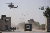 Choppers monitor army HQ hostage crisis