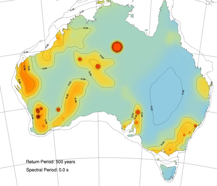 Map of Australia with red and yellow marks where there are higher risk zones.