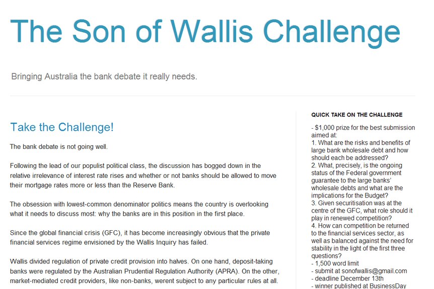 Screen shot of Son Of Wallis Challenge website