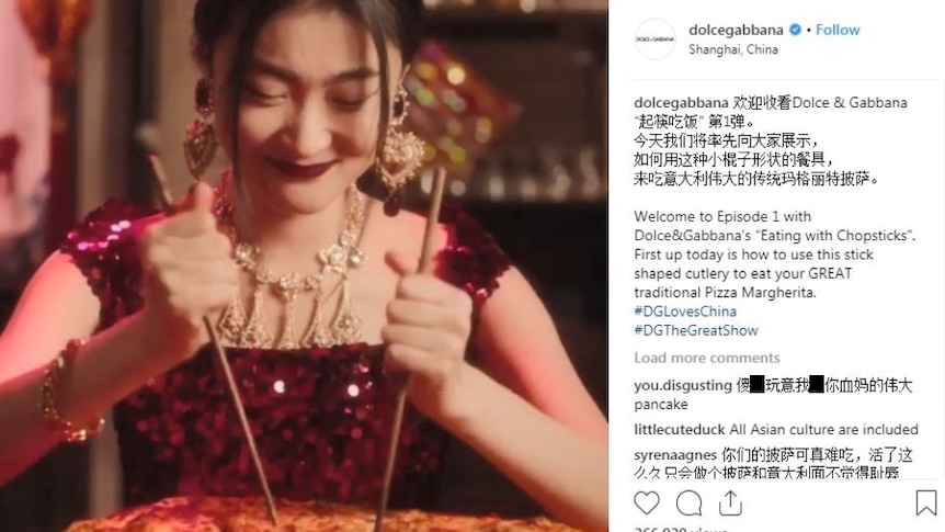 A screenshot of a Dolce&Gabbana Instagram post.