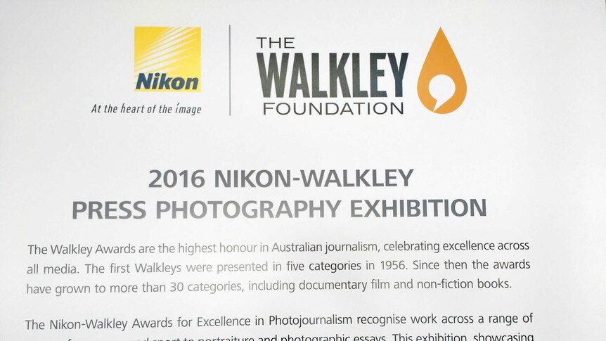 The poster for the Nikon-Walkley Awards for Excellence in Photojournalism exhibition.