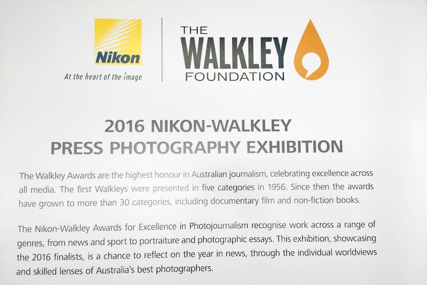 The poster for the Nikon-Walkley Awards for Excellence in Photojournalism exhibition.