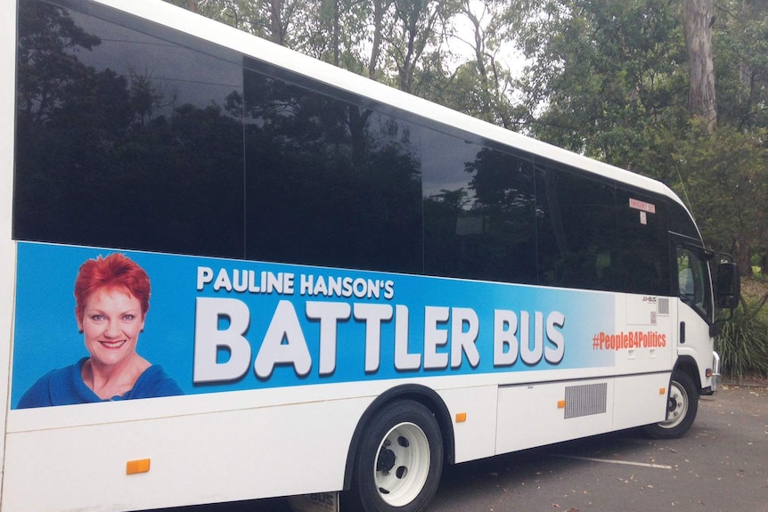 Pauline Hanson's battler bus in Brisbane