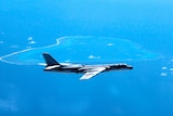 Chinese H-6K bomber patrols the islands and reefs in the South China Sea