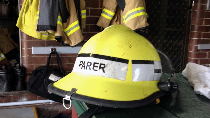 Adam Parer's firefighter hat