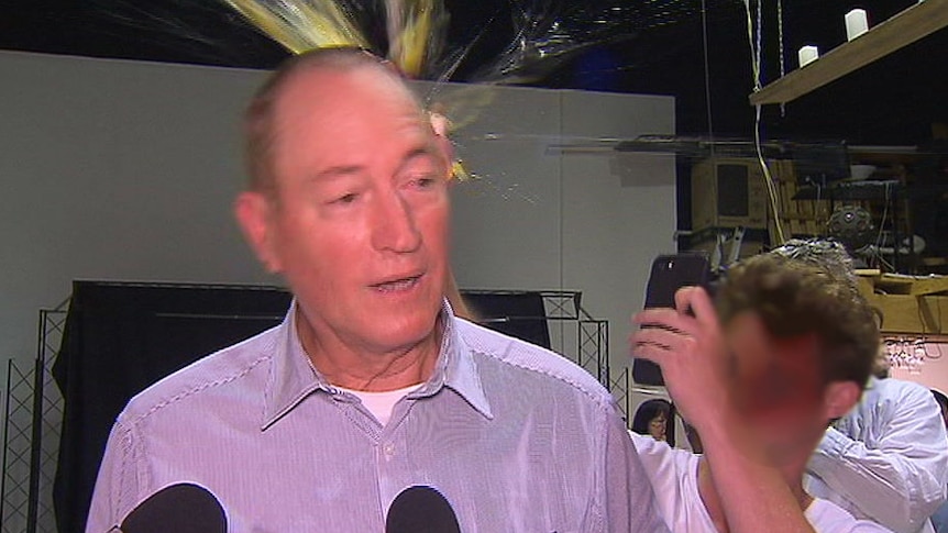 The boy (right) egged Fraser Anning at a meeting in Melbourne's south-east.