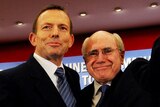 Opposition Leader Tony Abbott (left) is introduced by former prime minister John Howard