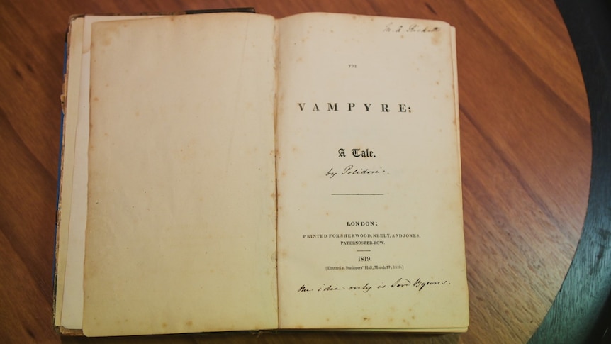 The inside of The Vampyre, a novel from 1819,