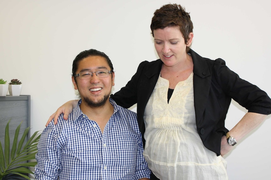 Katharine Hirano, with her husband Toshiyuki, is pregnant after more than six years of receiving IVF treatment.