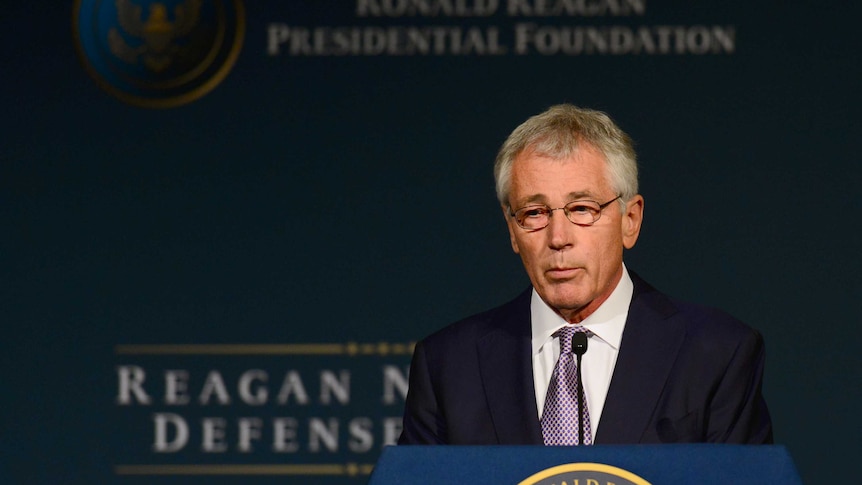 US defence secretary Chuck Hagel speaks at defence forum