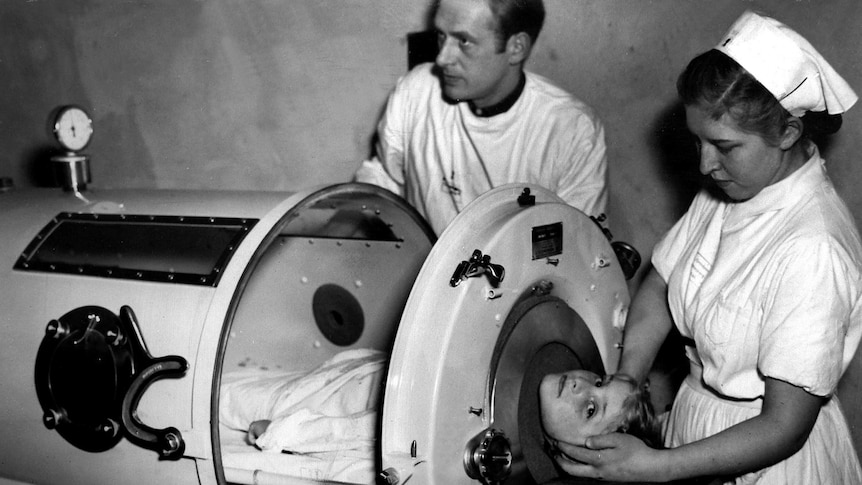 Boy in an iron lung