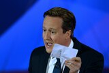 David Cameron speaks at the last debate of the UK election campaign