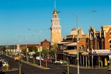 A photograph of a streetscape in the central business district of regional city Kalgoorlie. 