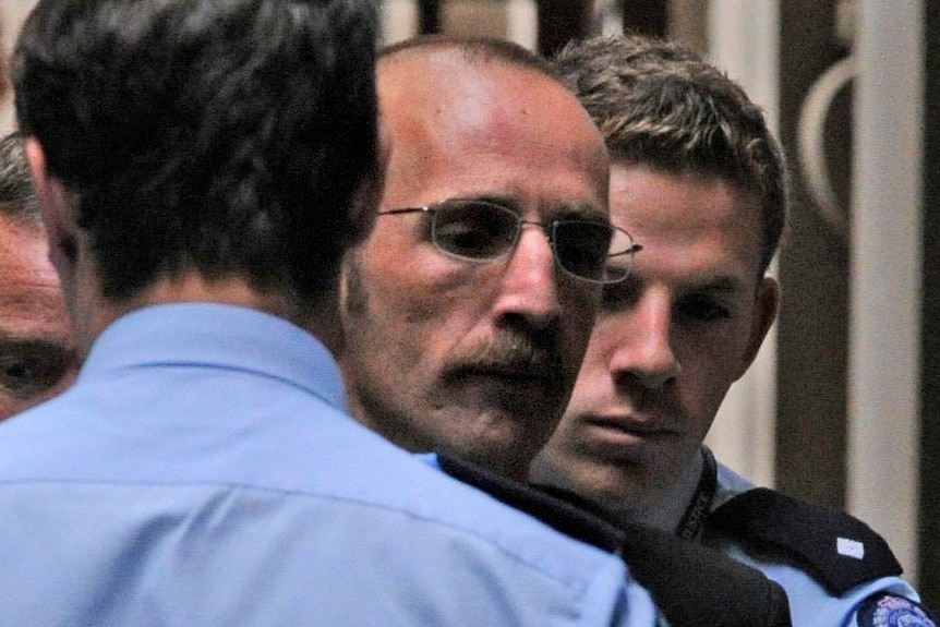 Hoddle Street killer Julian Knight arrives at the Supreme Court in Melbourne to apply for parole in 2012.