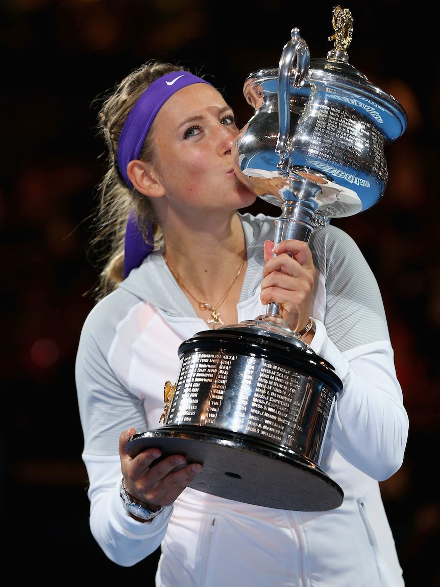 Azarenka shows off her silverware