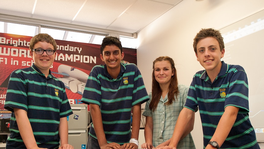 Brighton Secondary School's F1 in schools national finalists.