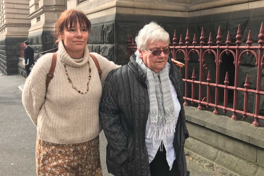 Leny Verbunt and Clary Verbunt walk outside the Victorian Court of Appeal.