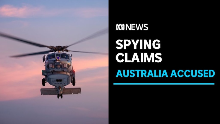 Spying Claims, Australia Accused: An Australian Navy Seahawk helicopter mid-flight.
