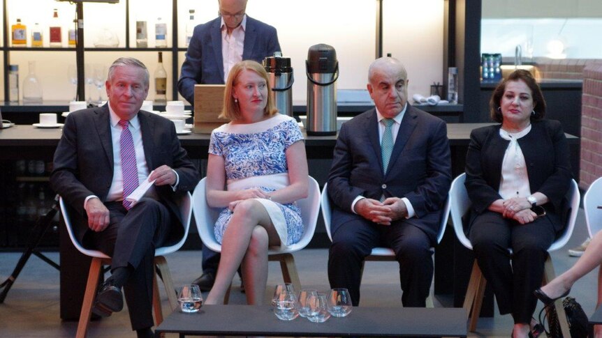 The Premier Colin Barnett with Planning Minister Donna Faragher and Ghazi Abu Nahl in Perth.