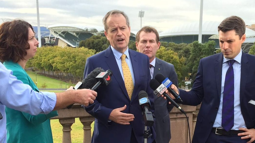 Bill Shorten at a press conference in Adelaide.