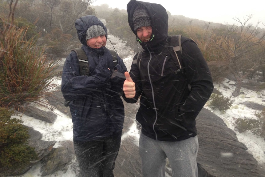 Tom Lievene and Amber Bennett on top of Bluff Knoll.