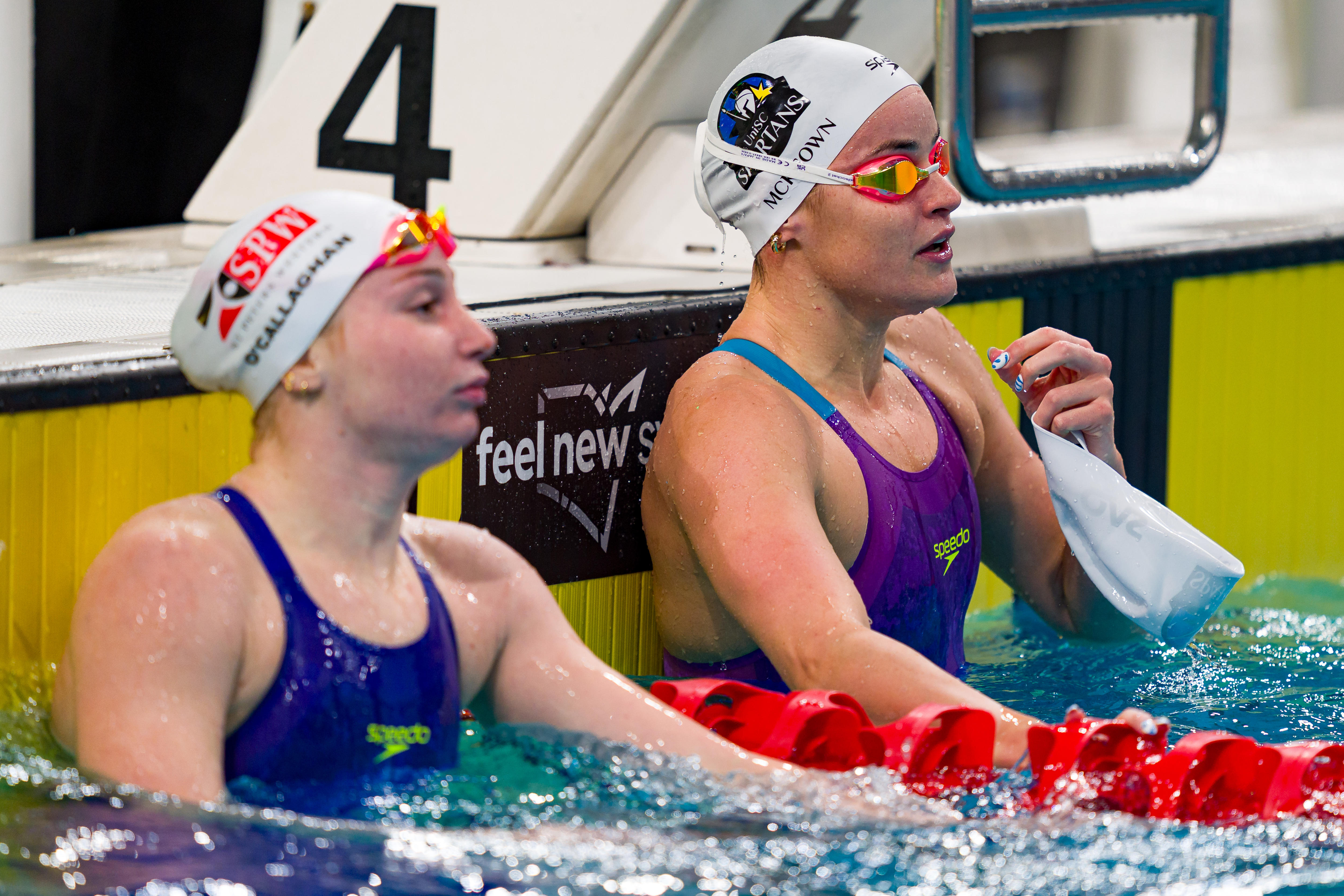  Kaylee McKeown and Mollie O’Callaghan react after the women's 500m backstroke final at the Australian Selection Trials.