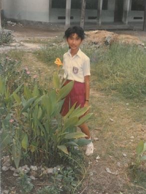 Angelina in uniform in field